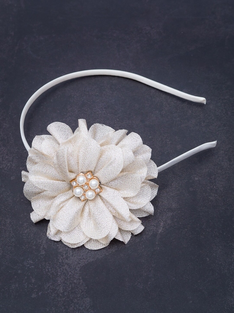 

Golden Peacock White Embellished Hairband