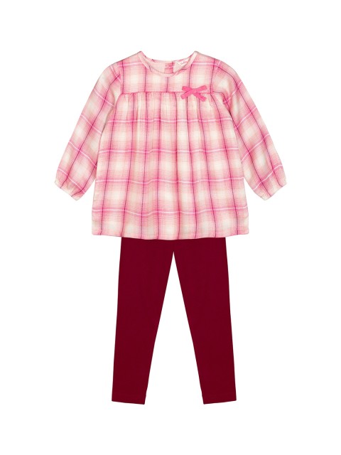 

Budding Bees Girls Pink & Maroon Self Design Top with Leggings