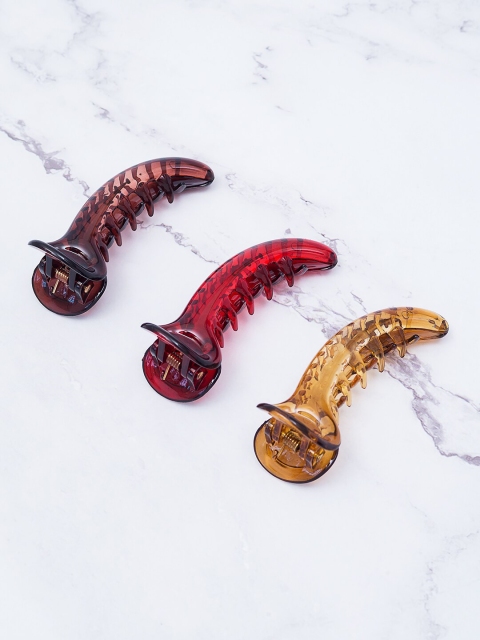 

Golden Peacock Women Set of 3 Claw Clips, Brown
