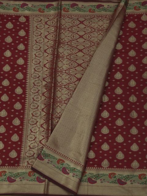

Pothys Red Woven Design Jute Silk Saree
