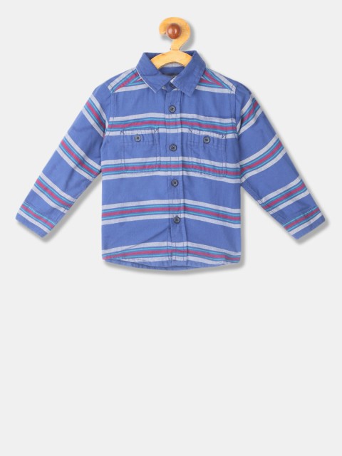 

The Childrens Place Boys Blue & Maroon Regular Fit Striped Casual Shirt