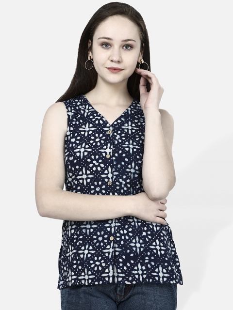 Molcha Women Navy Blue Printed Tunic