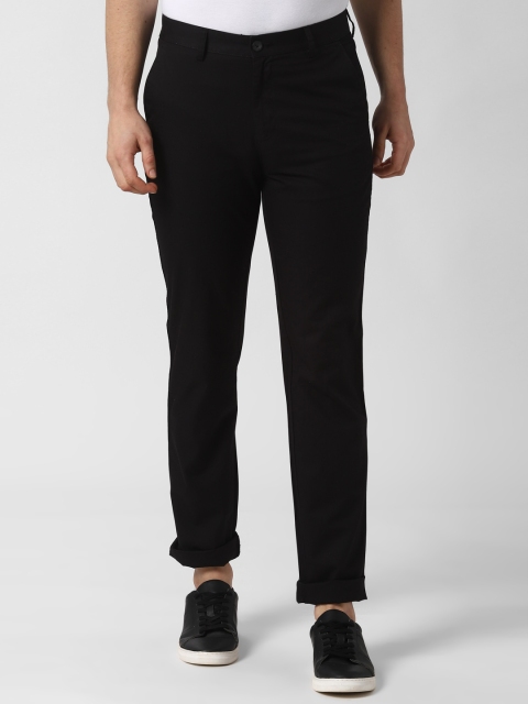 

Peter England Men Black Slim Fit Solid Regular Trousers