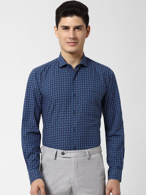 

Peter England Men Blue & White Slim Fit Checked Formal Shirt