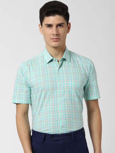 

Peter England Men Green & Pink Regular Fit Checked Formal Shirt