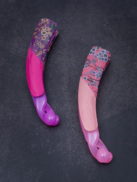 

Golden Peacock Women Pack of 2 Pink Banana Clips