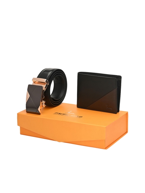

Pacific Gold Men Black Genuine Leather Autolock Belt & Wallet Accessory Gift Set