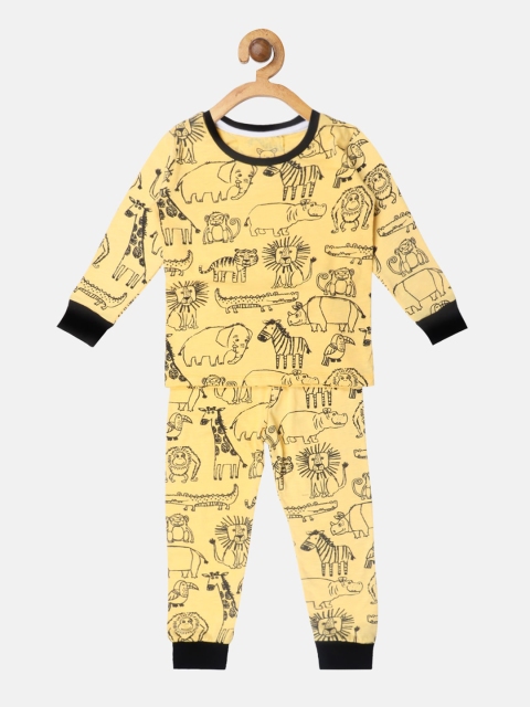 

Lazy Shark Boys Yellow & Black Printed Night suit