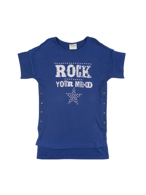 

Cherokee Girls Blue Printed Blouson Pure Cotton Top