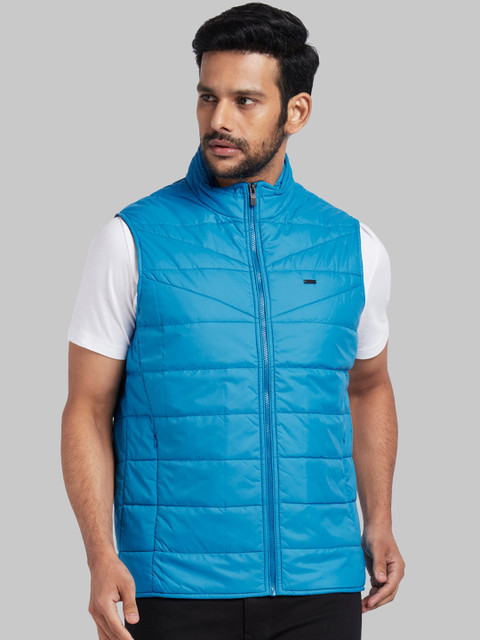 

Parx Men Turquoise Blue Solid Padded Jacket
