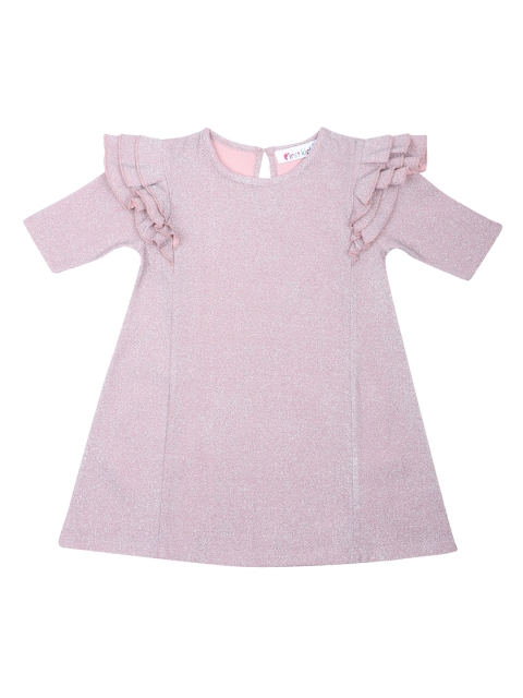 

First Kick Girls Pink Solid A-Line Dress