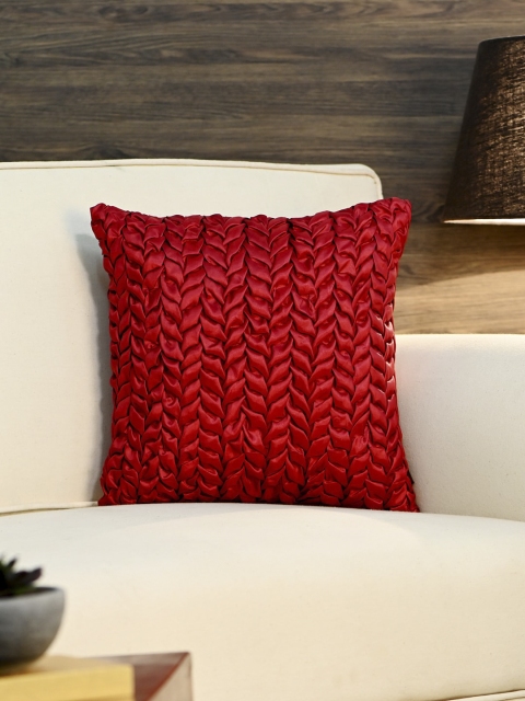 

Pure Home and Living Red Single Self Design Cushion Cover