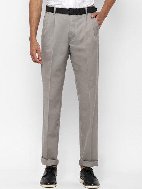 

Allen Solly Men Grey Regular Fit Solid Regular Trousers