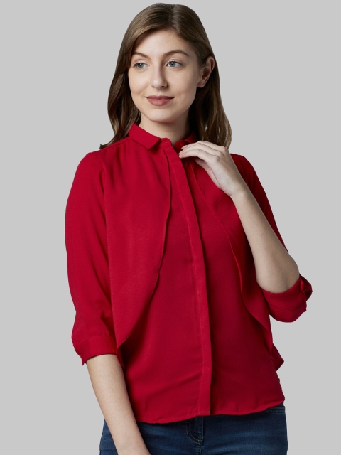 

Park Avenue Woman Women Red Solid Shirt Style Top