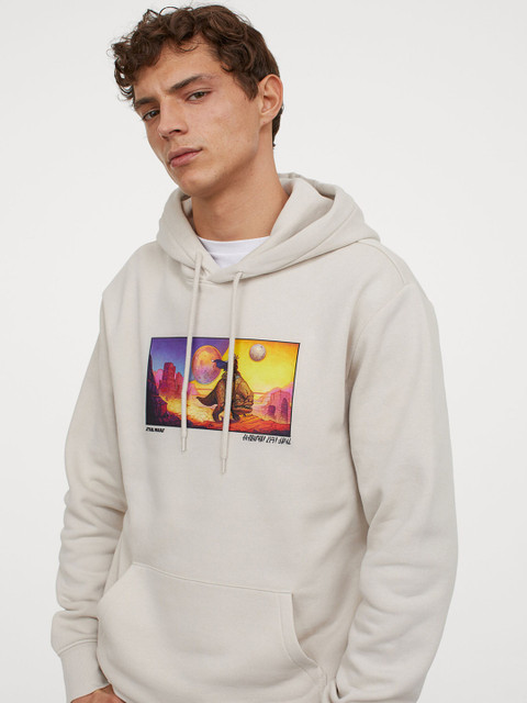 

H&M Men Grey Motif-detail hoodie