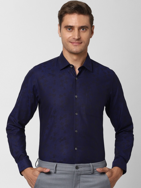 

Peter England Elite Men Navy Blue Slim Fit Self Design Formal Shirt