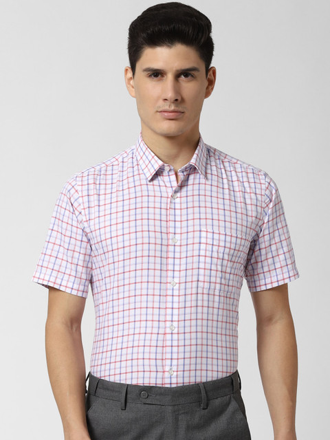 

Peter England Men White Regular Fit Checked Formal Shirt