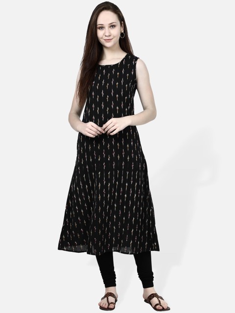 

Molcha Women Black Printed A-Line Dress