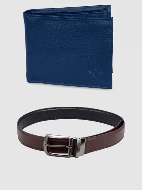 

Krosshorn Men Blue & Brown Leather Accessory Gift Set