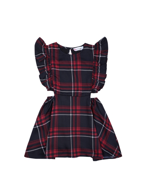 

First Kick Girls Pink Checked Fit and Flare Dress