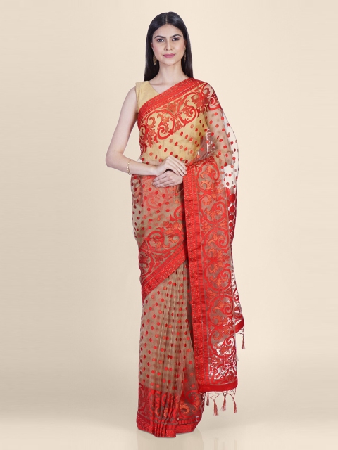 

Hastakala Red & Gold-Toned Brasso Woven Design Saree