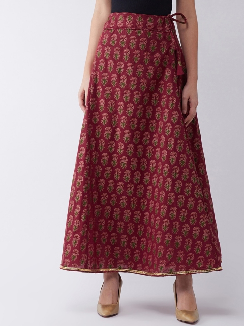 

InWeave Women Maroon & Green Printed A-Line Skirt