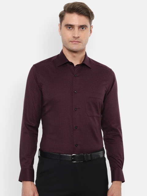 

Louis Philippe Permapress Men Maroon Regular Fit Checked Formal Shirt