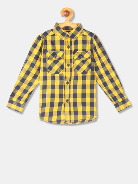 

The Childrens Place Boys Yellow & Blue Regular Fit Checked Casual Shirt