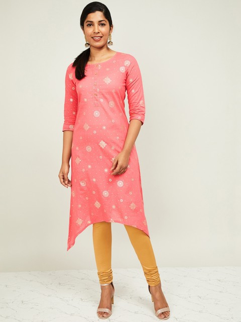 

Melange by Lifestyle Women Pink Woven Design A-Line Kurta
