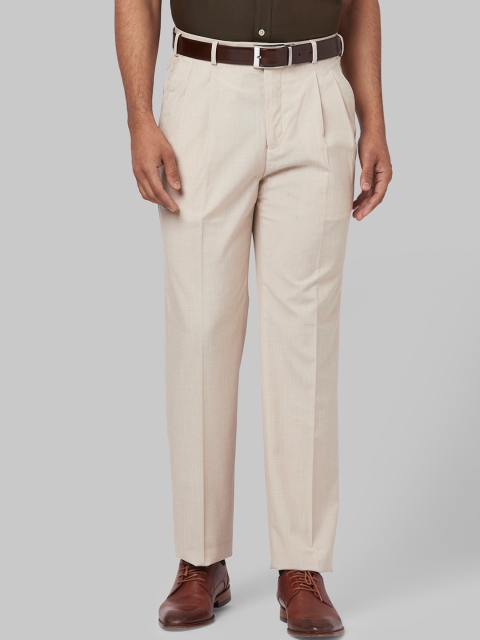

Park Avenue Men Beige Regular Fit Solid Formal Trousers