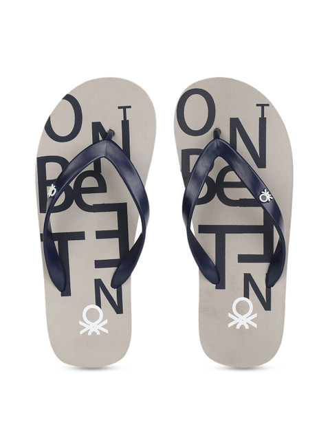 

United Colors of Benetton Men Navy Blue & Grey Printed Thong Flip-Flops