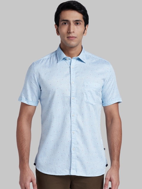 

Parx Men Blue Slim Fit Printed Casual Shirt