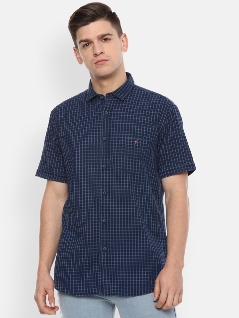 

Louis Philippe Jeans Men Navy Blue Slim Fit Checked Casual Shirt