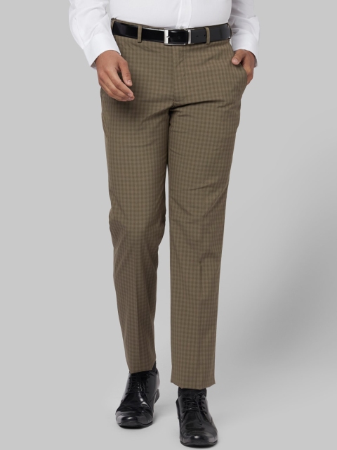 

Park Avenue Men Brown Regular Fit Checked Formal Trousers