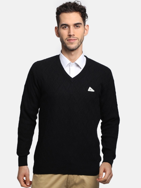 

Monte Carlo Men Black Self Design Pullover Sweater