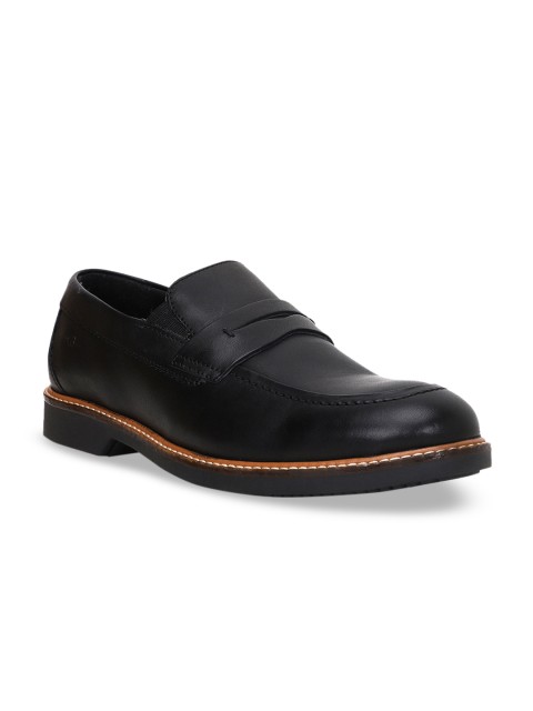 

Bata Men Black Solid Leather Formal Loafers
