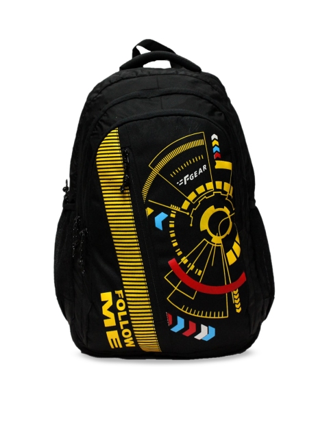 

F Gear Unisex Black & Yellow Graphic Backpack