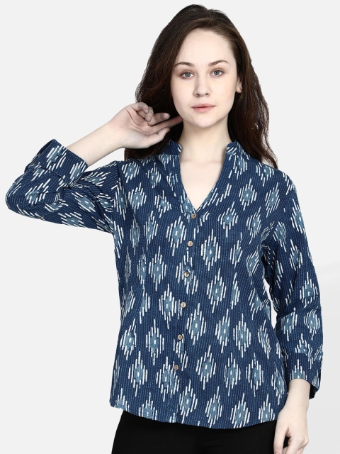 

Molcha Women Blue Regular Fit Printed Formal Shirt