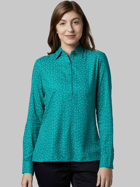 

Park Avenue Woman Green Printed Shirt Style Top