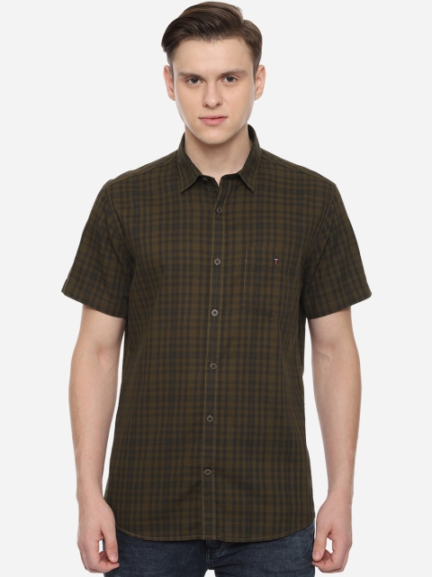 

Louis Philippe Sport Men Olive Green Slim Fit Checked Casual Shirt