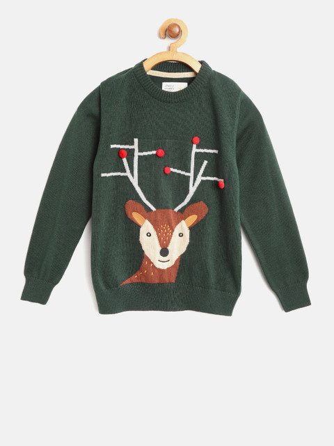 

Cherry Crumble Boys Green Solid Sweatshirt
