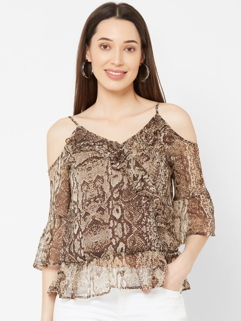 

MISH Women Brown Snakeskin Print Top