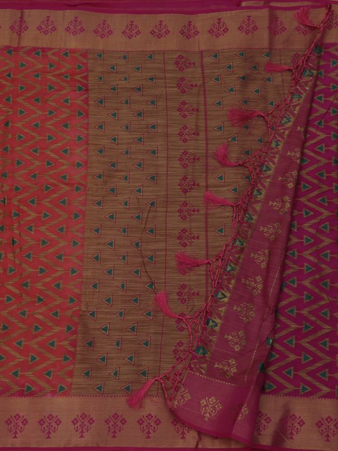 

Pothys Peach-Coloured & Gold-Toned Jute Silk Woven Design Saree
