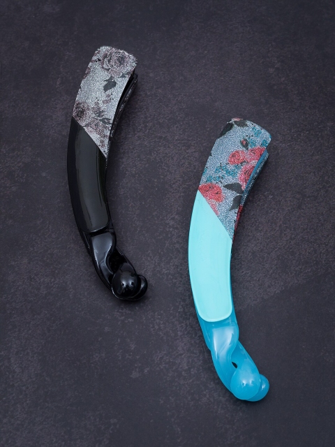 

Golden Peacock Set Of 2 Black & Blue Banana Clip