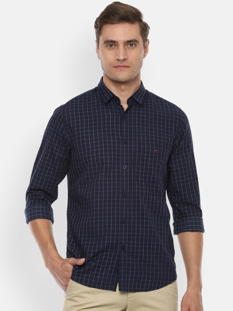 

Louis Philippe Sport Men Navy Blue & Off-White Slim Fit Checked Casual Shirt