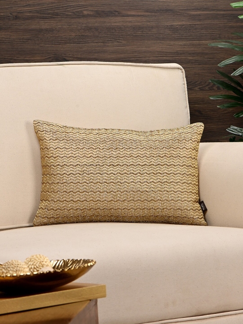 

Pure Home and Living Gold-Coloured Embroidered Single Rectangular Cushion Cover
