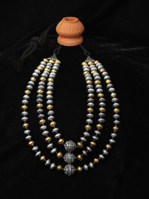 

Adwitiya Collection Silver-Plated Layered Chain