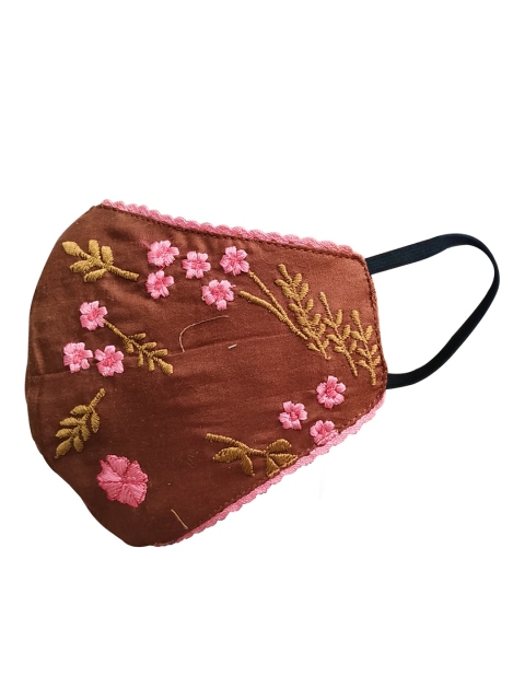 

nestroots Unisex Brown Embroidered 2-Ply Anti-Pollution Reusable Cloth Mask