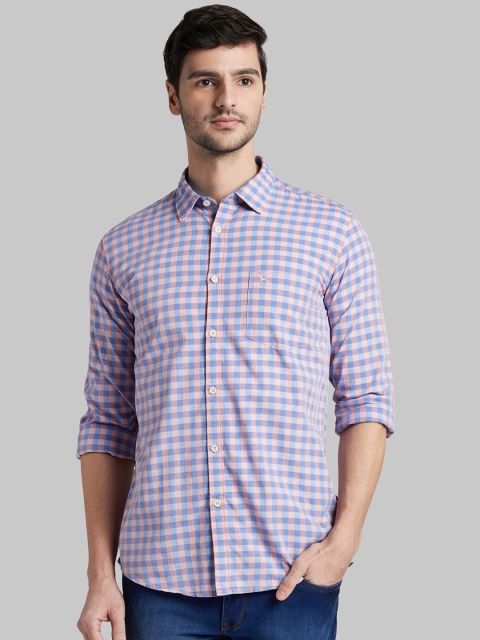 

Parx Men Blue & Pink Slim Fit Checked Casual Shirt