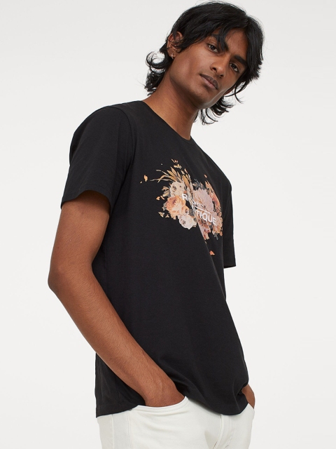 

H&M Men Black Printed T-shirt